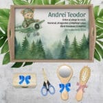 Tăviță moț personalizată - Ursuleț Aviator - AMTMB-42 - set natur