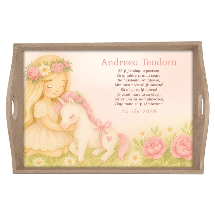 Tăviță moț pentru fete - Fetiță cu Unicorn - AMTMF-42 - natur