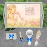 Tăviță moț pentru fete - Fetiță cu Unicorn - AMTMF-42 - set alb