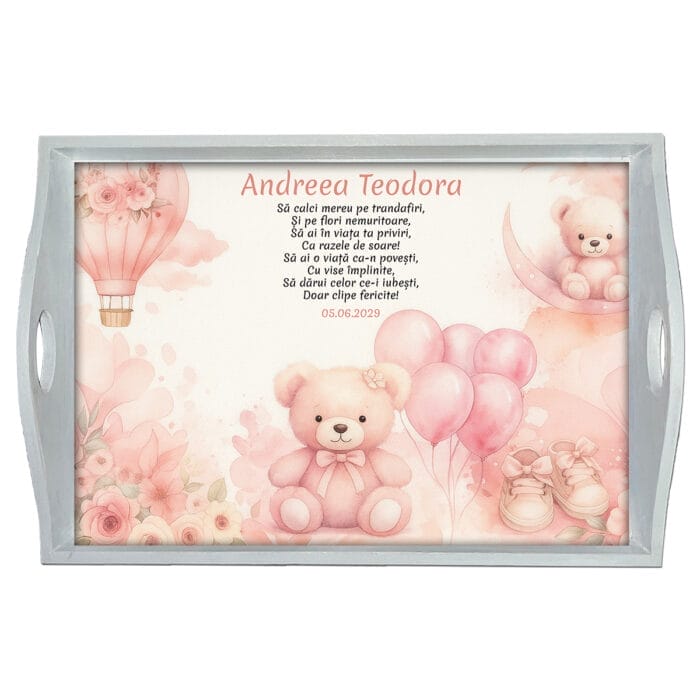 Set aniversare un an fete - Ursuleți Roz - AMTMF-43 - alb
