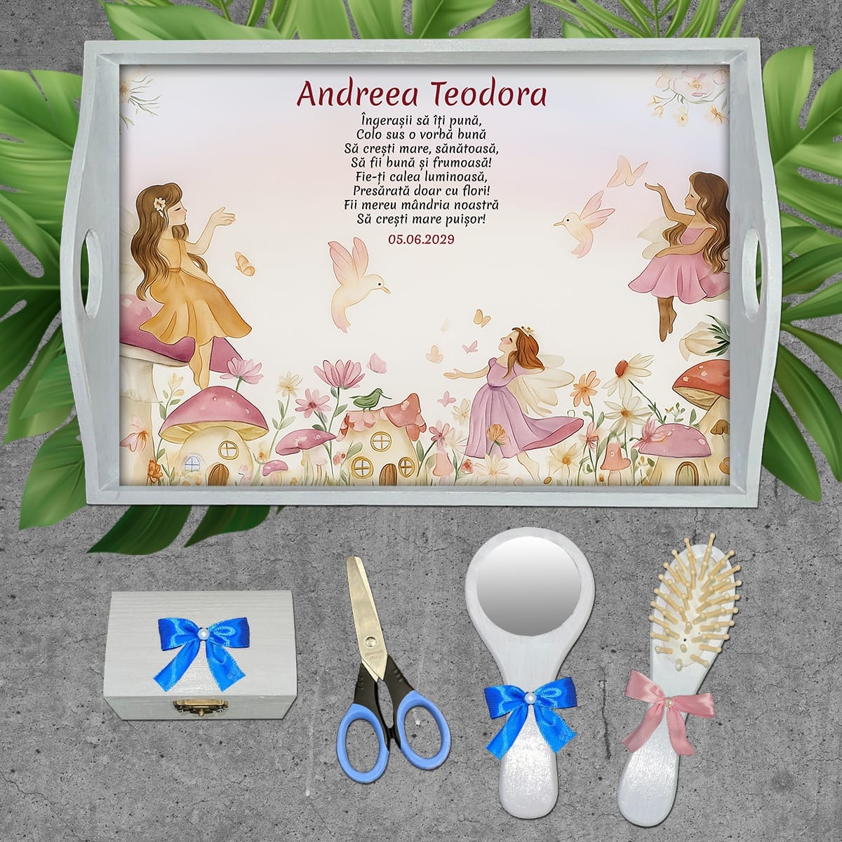 AMTMF-44 set alb Tăviță moț fete - Zâne Fermecate - AMTMF-44 - set alb