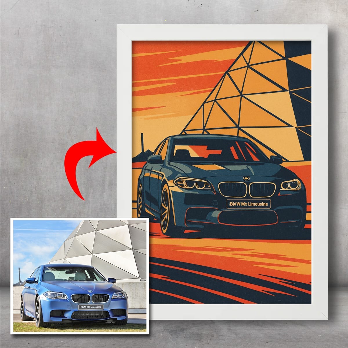 TP-AM11 - Mockup Tablou Personalizat cu Mașina Ta Stil Vintage - TP-AM11