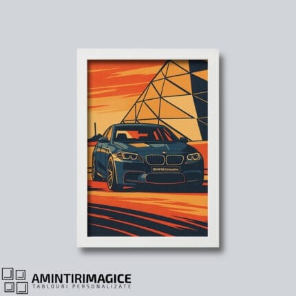 Tablou Personalizat cu Mașina Ta Stil Vintage - TP-AM11 - ramă albă