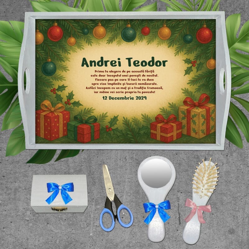 Tavă moț tematică Crăciun - AMTM-26 set alb