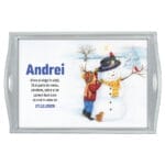 Tăviță Moț cu Om de Zăpadă - AMTM-30 alb