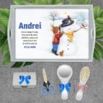 Tăviță Moț cu Om de Zăpadă - AMTM-30 set alb